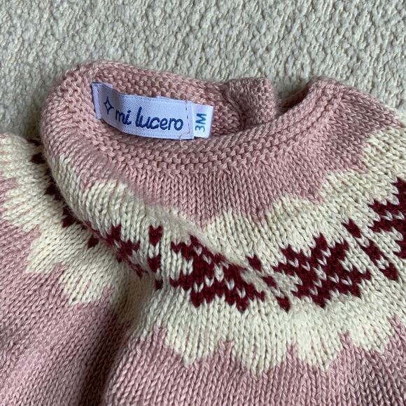 Mi Lucero Rose/Garnet Sweater Jogger Set size 3mo - Picture 2 of 3